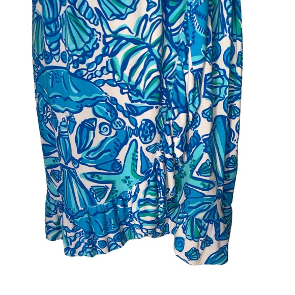 Lilly Pulitzer Strapless Ruffe Dress in Flor Shorely Blue Sailors Valentine - S - Picture 6 of 14
